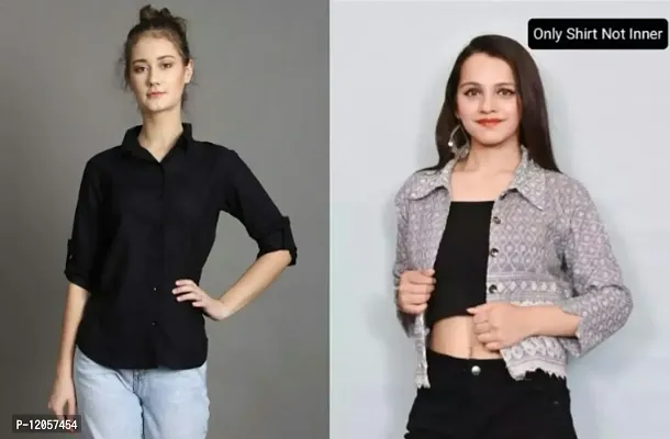 Combo of Women Embroidery Shirt And Plain Shirt