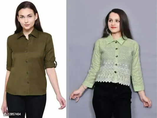 Combo of Women Embroidery Shirt And Plain Shirt