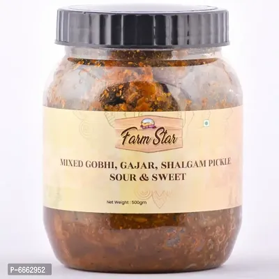 Mixed Gobhi, Gajar, Shalgam Pickle- Sour and Sweet Homemade pickle (500gm)-thumb0