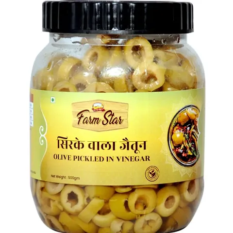 farm star Olive Pickled in Vinegar&ndash; Sirke wala Jaitun - 100% Fresh  Homemade Olive Pickle  (500 g)