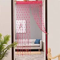Pindia Polyester Decorative Solid Heart String Room Decor Door Curtain - Pink, 6 Feet, Set of 2 ., grommets-thumb2