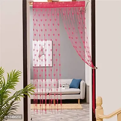 Pindia Polyester Decorative Solid Heart String Room Decor Door Curtain - Pink, 6 Feet, Set of 2 ., grommets-thumb3
