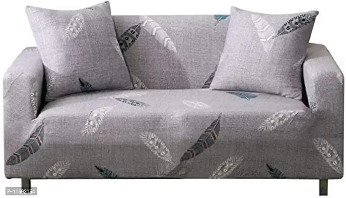 Pindia Stretch Flexible Soft Cushion Cover with Filler (Grey Printed, 1 Pc)