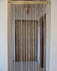 PINDIA Decorative Sparkling Thread Curtain with Silver Kite String Bead Fancy Room Divider - 9FT, Fawn-thumb2