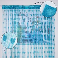 Pindia Beautiful Heart String Thread Mordern 2 Piece Polyester Window Door Home Decor Curtain - 6ft, Aqua-thumb1