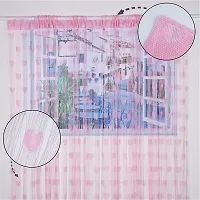 Pindia 6 feet Set of 2 Baby Pink String Net Heart Design Door Window Curtain-thumb1