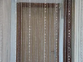 PINDIA Decorative Sparkling Thread Curtain with Silver Kite String Bead Fancy Room Divider - 9FT, Grey-thumb1