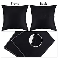 Pindia Set of 1 Black Soft Polyester Fabric Washable Pillow Cover (16 X 16 Inch)-thumb1