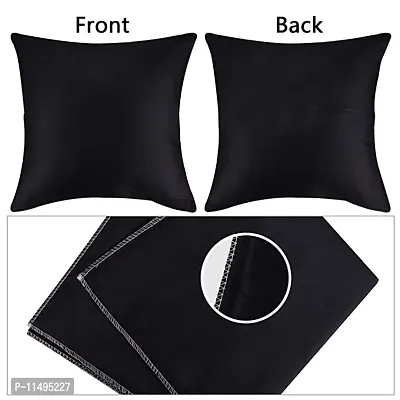 Pindia Set of 1 Black Soft Polyester Fabric Washable Pillow Cover (16 X 16 Inch)-thumb2