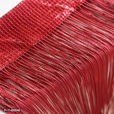 PINDIA Thread Curtain, 7 Feet, Red, Pack of 2