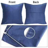 Pindia Set of 5 Blue Soft Polyester Fabric Washable Pillow Cover (16 X 16 Inch)-thumb2