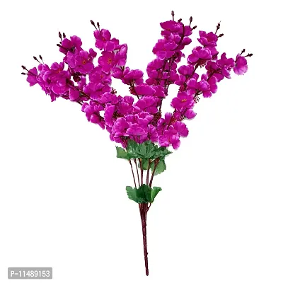 PINDIA Artificial 9 Stems Purple Blossoms Flower Plant for Home and Office D?cor (Size 23.5 inchs/ 60 cms, Purple)-thumb0