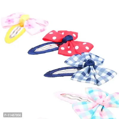 Mixed Bow-tie Kids Cotton Hair Snap Clips 12 Piece (Multicolour)-thumb5