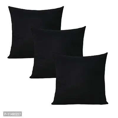 Pindia Set of 1 Black Soft Polyester Fabric Washable Pillow Cover (16 X 16 Inch)-thumb0