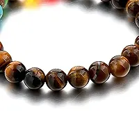Romp Fashion Natural Lava Seven Chakra Stone Stylish Healing Bracelet for Men and Women - Brown-thumb2