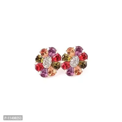 Romp Fashion Colorful Flowerets Golden Sparkling Stud Earrings For Girls And Women-thumb4