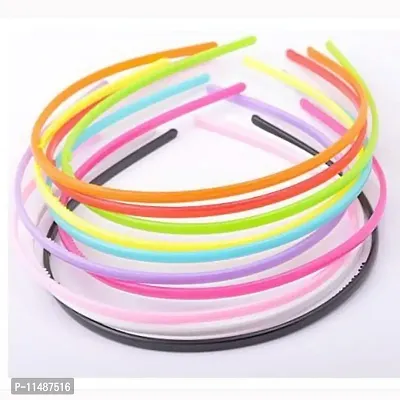 Fok Set Of 6 Sleek Multi Color Plastic Hair Bands (6 mm)