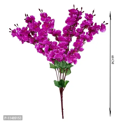 PINDIA Artificial 9 Stems Purple Blossoms Flower Plant for Home and Office D?cor (Size 23.5 inchs/ 60 cms, Purple)-thumb2