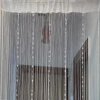 Pindia Decorative Thread Curtain with Silver Kite String Bead Fancy Room Divider - 9FT, Grey-thumb2