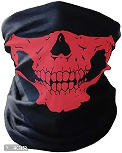 Pindia 2 Pc Neck Face Protection Skull Face Tube Mask - Black, Red-thumb2