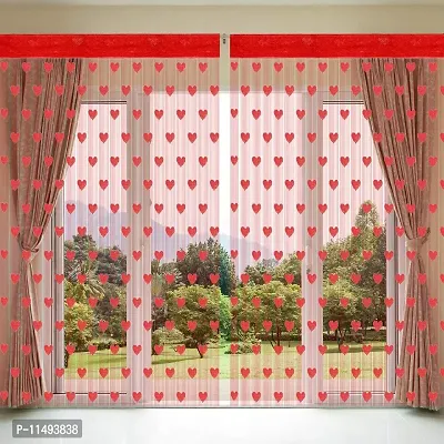 Pindia 6 feet 1 PC Red String Net Heart Design Door Window Curtain