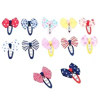 FOK Bowtie Snap Tic-Tac Hair Clips for Baby Girls (12 Pieces)-thumb2