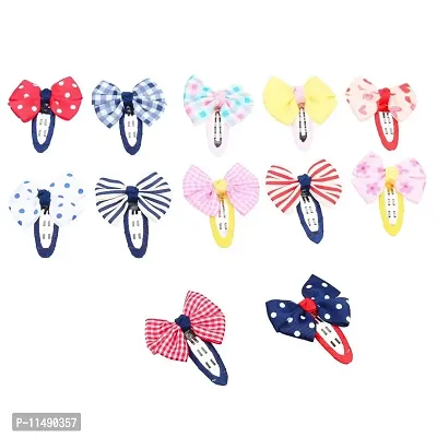 FOK Bowtie Snap Tic-Tac Hair Clips for Baby Girls (12 Pieces)-thumb3