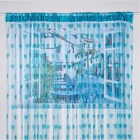 Pindia Beautiful Heart String Thread Mordern 2 Piece Polyester Window Door Home Decor Curtain - 6ft, Aqua-thumb3