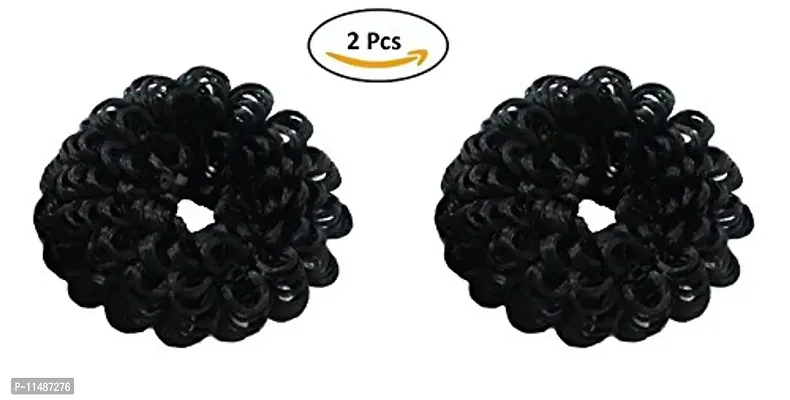Fok Set of 2 Black Color Stylish Hair Rubber Bands For Women/Girls