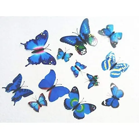 Pindia 12 Pcs 3D Metal Butterfly Wall Stickers for Home Party Wedding Decor