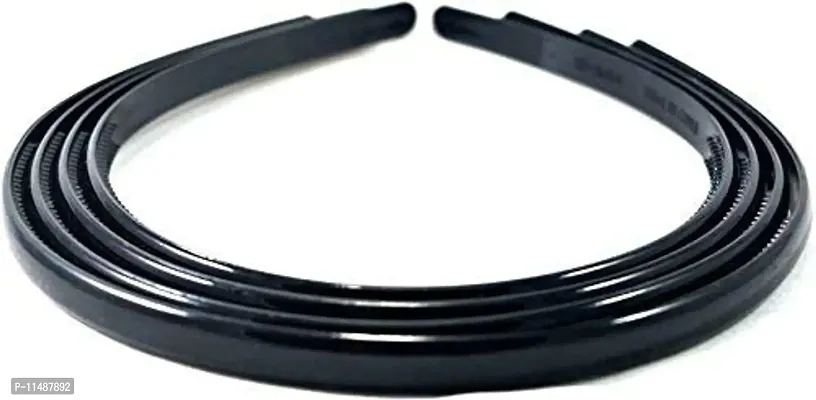 Fok Set Of 4 Black Color Plastic Hair Bands (8 mm)