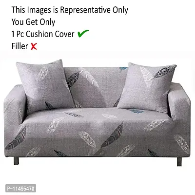 PINDIA Stretch Flexible Soft Cushion Cover (Grey Printed, 1 Pc)-thumb2