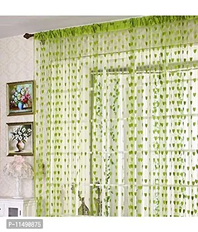 PINDIA Polyester and Polyester Blend Heart Curtain (Green, 7 Feet)