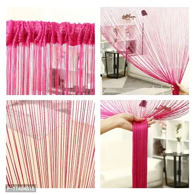 Pindia 1Pc Decorative Polyester String Room Divider Thread Curtain - 9FT, Hot Piink-thumb3
