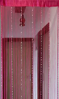 Pindia Decorative Thread Curtain with Silver Kite String Bead Fancy Room Divider - 9FT, Hot Pink-thumb3