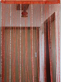 PINDIA Decorative Sparkling Thread Curtain with Silver Kite String Bead Fancy Room Divider - 9FT, Red-thumb2