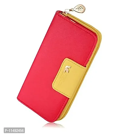 Rrimin Leather Long Wallet for Girls and Women (Red-2)-thumb2