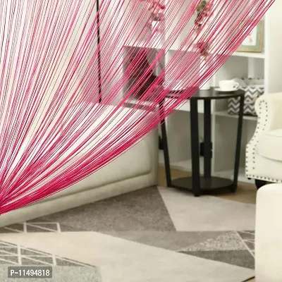 Pindia 1Pc Decorative Polyester String Room Divider Thread Curtain - 9FT, Hot Piink-thumb2