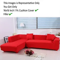 PINDIA Stretch Flexible Soft Cushion Cover (Red, 1 Pc)-thumb1