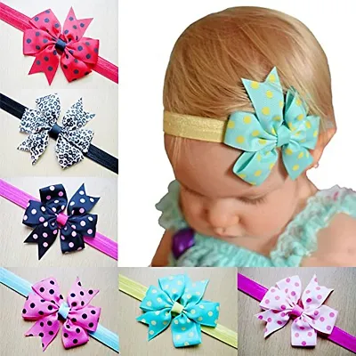 Rrimin Chiffon Satin Lace Head Band for Girls (Pack of 10) - Multicolor