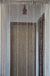 PINDIA Decorative Sparkling Thread Curtain with Silver Kite String Bead Fancy Room Divider - 9FT, Grey-thumb2