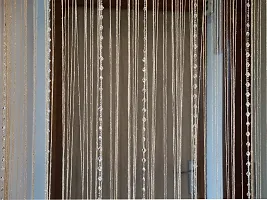 PINDIA Decorative Sparkling Thread Curtain with Silver Kite String Bead Fancy Room Divider - 9FT, Fawn-thumb1