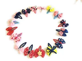 Mixed Bow-tie Kids Cotton Hair Snap Clips 12 Piece (Multicolour)-thumb2