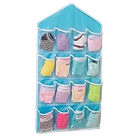 Pindia Sky Blue 16 Pockets Clear Over Door Hanging Storage Bag Shoe Rack Hanger Storage Tidy Organize-thumb1