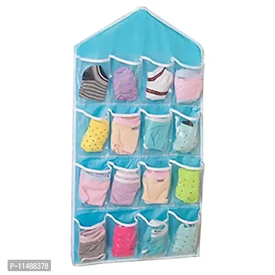 Pindia Sky Blue 16 Pockets Clear Over Door Hanging Storage Bag Shoe Rack Hanger Storage Tidy Organize-thumb2