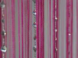 Pindia Decorative Thread Curtain with Silver Kite String Bead Fancy Room Divider - 9FT, Hot Pink-thumb4