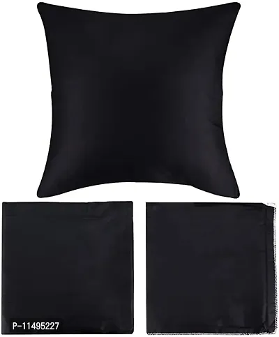 Pindia Set of 1 Black Soft Polyester Fabric Washable Pillow Cover (16 X 16 Inch)-thumb3