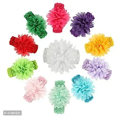 FOK 5 Pieces Chiffon Floral Elastic Head Hair Band for Babies and Kids - Multicolor
