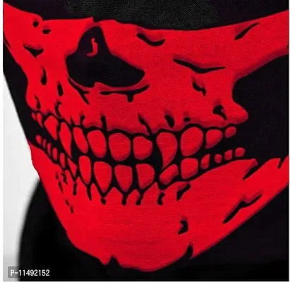 Pindia 2 Pc Neck Face Protection Skull Face Tube Mask - Black, Red-thumb4