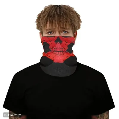 Pindia 2 Pc Neck Face Protection Skull Face Tube Mask - Black, Red-thumb5
